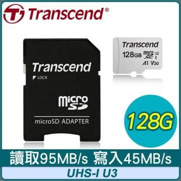 Transcend 創見 300S 128G MicroSDXC Class 10 UHS-I U3 V30 記憶卡 - 附轉卡