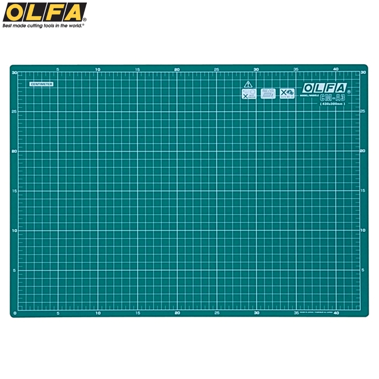 日本OLFA雙面切割墊CM-A3經典綠雙面裁墊