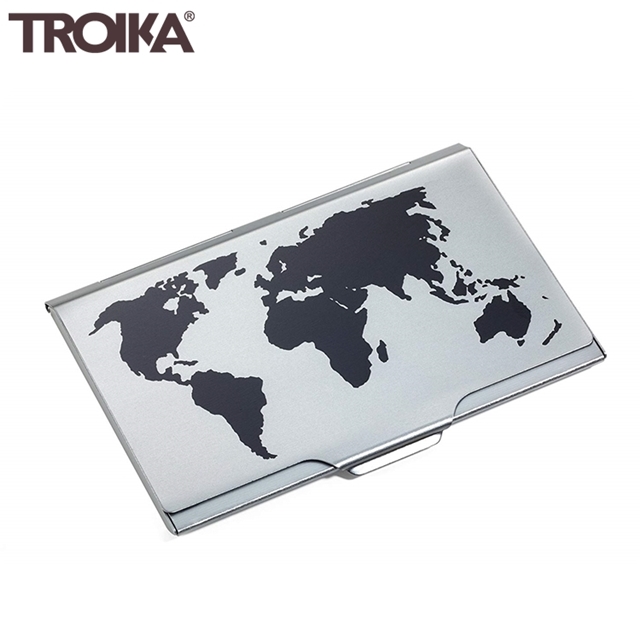 德國TROIKA世界地圖名片夾CDC15-02BK/TI(鈦黑色)