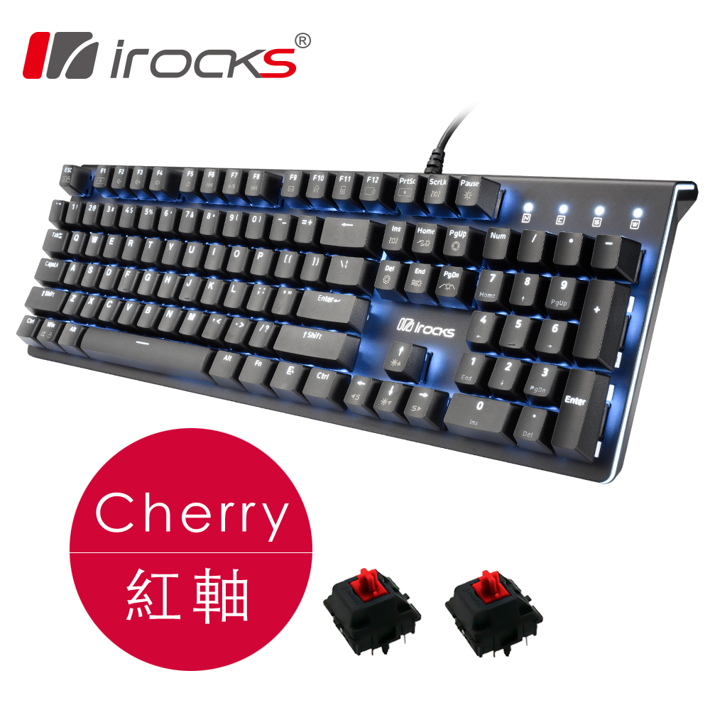 irocks K75M 黑色上蓋單色背光機械式鍵盤-紅軸