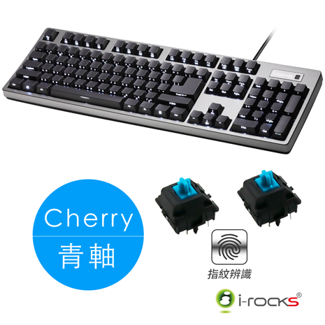 irocks K68MSF 側刻單色背光指紋辨識機械式鍵盤-德國Cherry青軸