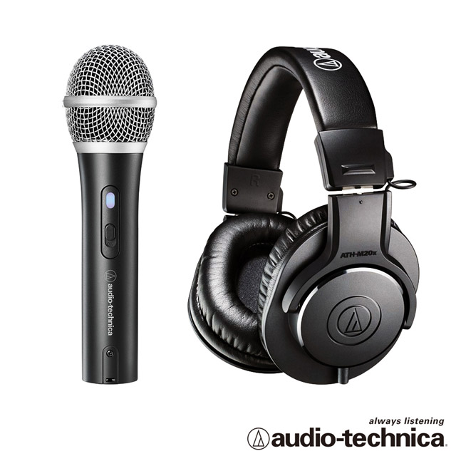 audio-technica 心型指向性動圈USB/XLR麥克風ATR2100XUSB+專業型監聽耳機ATHM20x