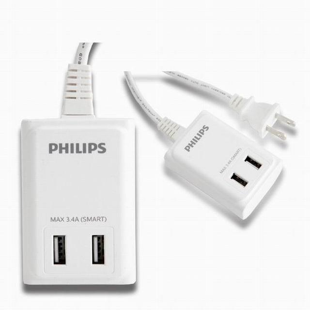 PHILIPS USB智慧快充電源線1.8M(6尺)白色 SPB1402WA