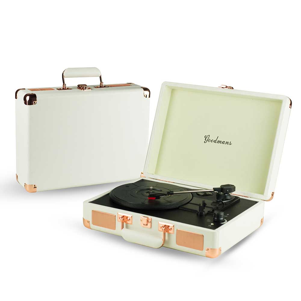 Goodmans Ealing Turntable 英國手提箱黑膠唱片機-白色