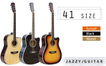 41 吋民謠木吉他，可調整弦距，初學好上手，全椴木，三色全配，琴袋+背帶+配件