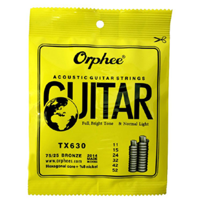 Orphee 嚴選TX-630木吉他套弦 (11-52)-黃銅合金技術/六角碳鋼/三包裝