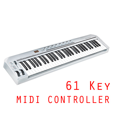 美規•Midi Keyboard Controller•61鍵USB音樂編輯器•主控鍵盤•實用功能•銀白光澤