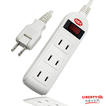 【LIBERTY利百代】單切3座2孔6呎安全防火延長線 LB-13206
