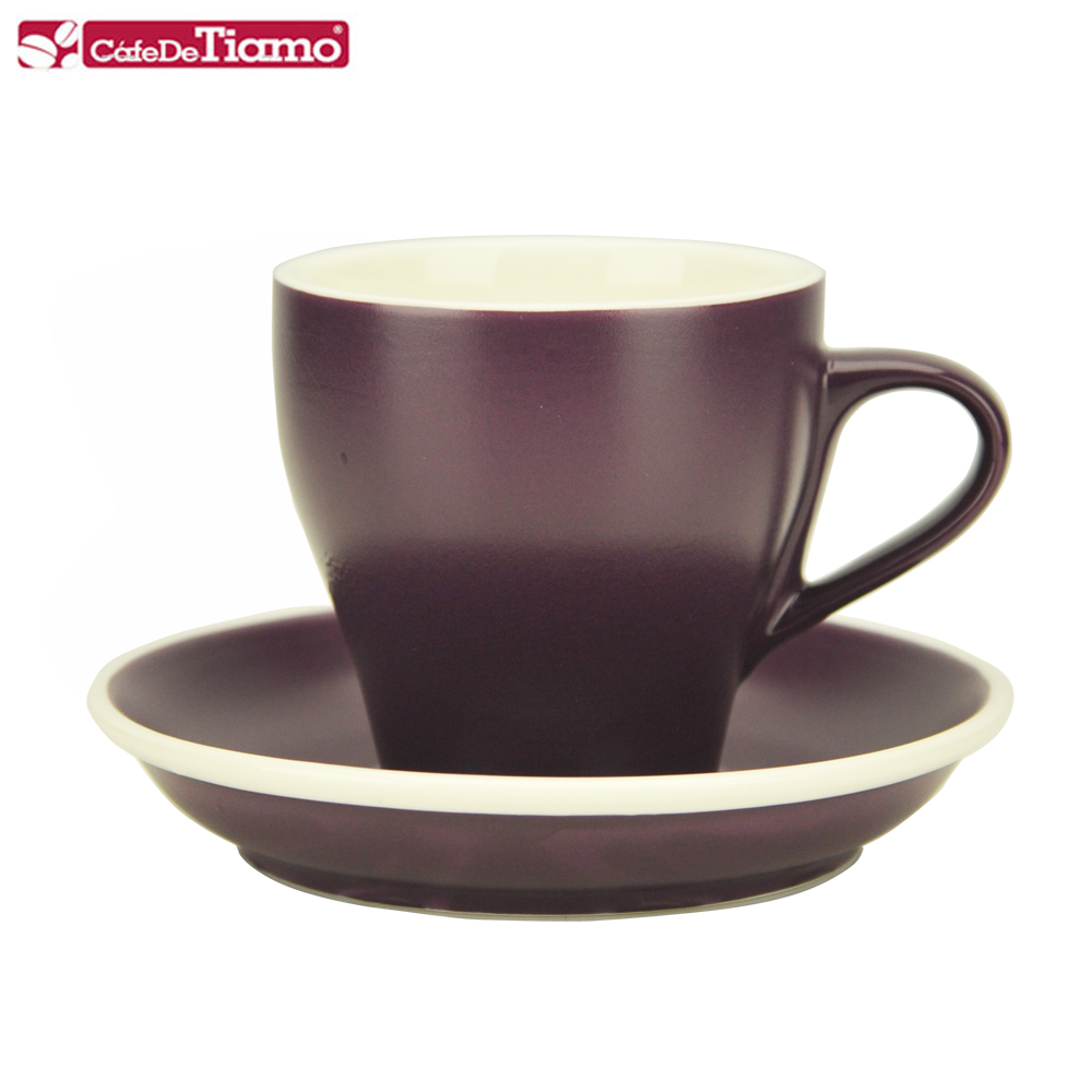 Tiamo 14號鬱金香卡布杯盤組5客180CC-紫色(HG0851P)