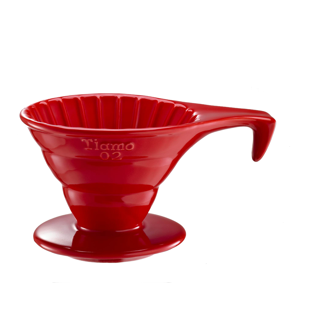 Tiamo V02長柄陶瓷咖啡濾杯組-紅色(HG5534R)