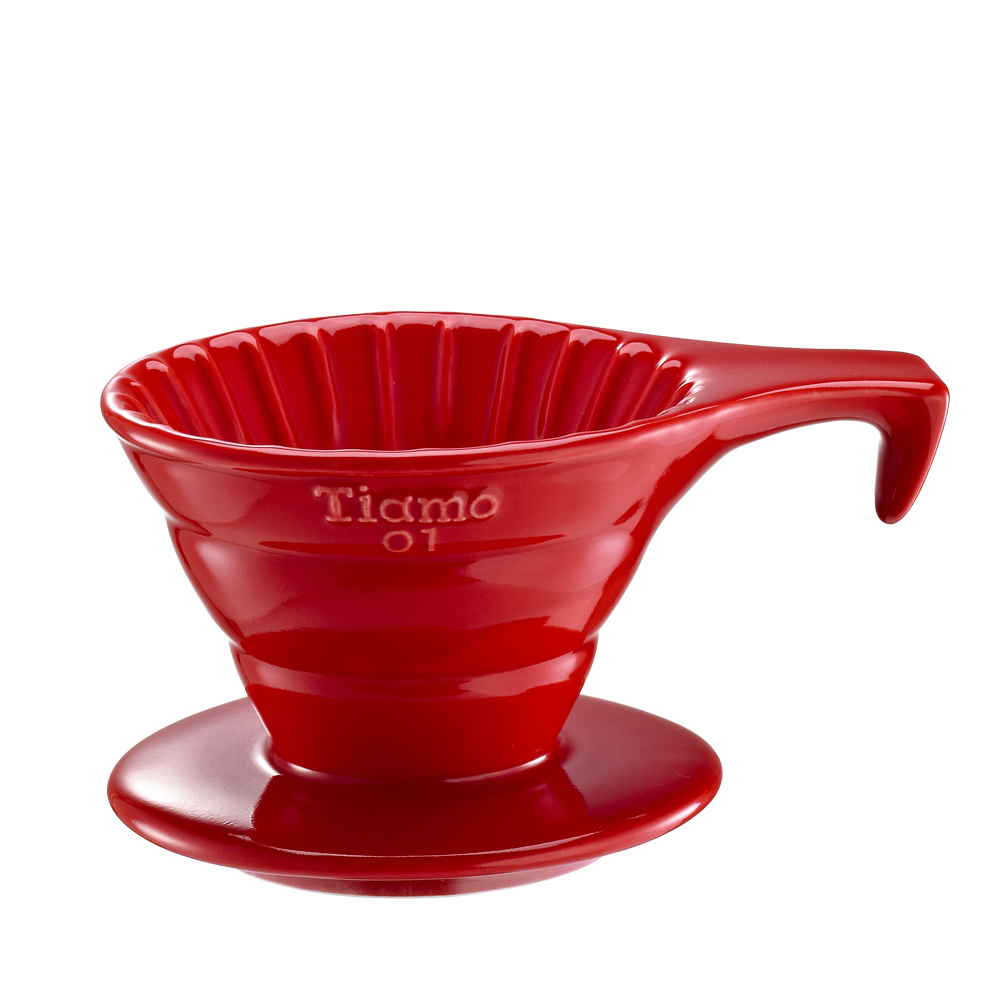Tiamo V01長柄陶瓷咖啡濾杯組-紅色(HG5533R)