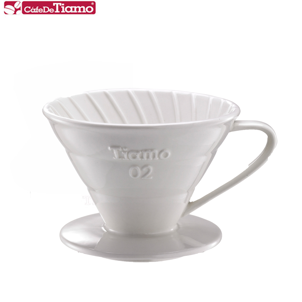 Tiamo V02螺旋陶瓷濾杯組1-4杯份-白色(HG5538W)