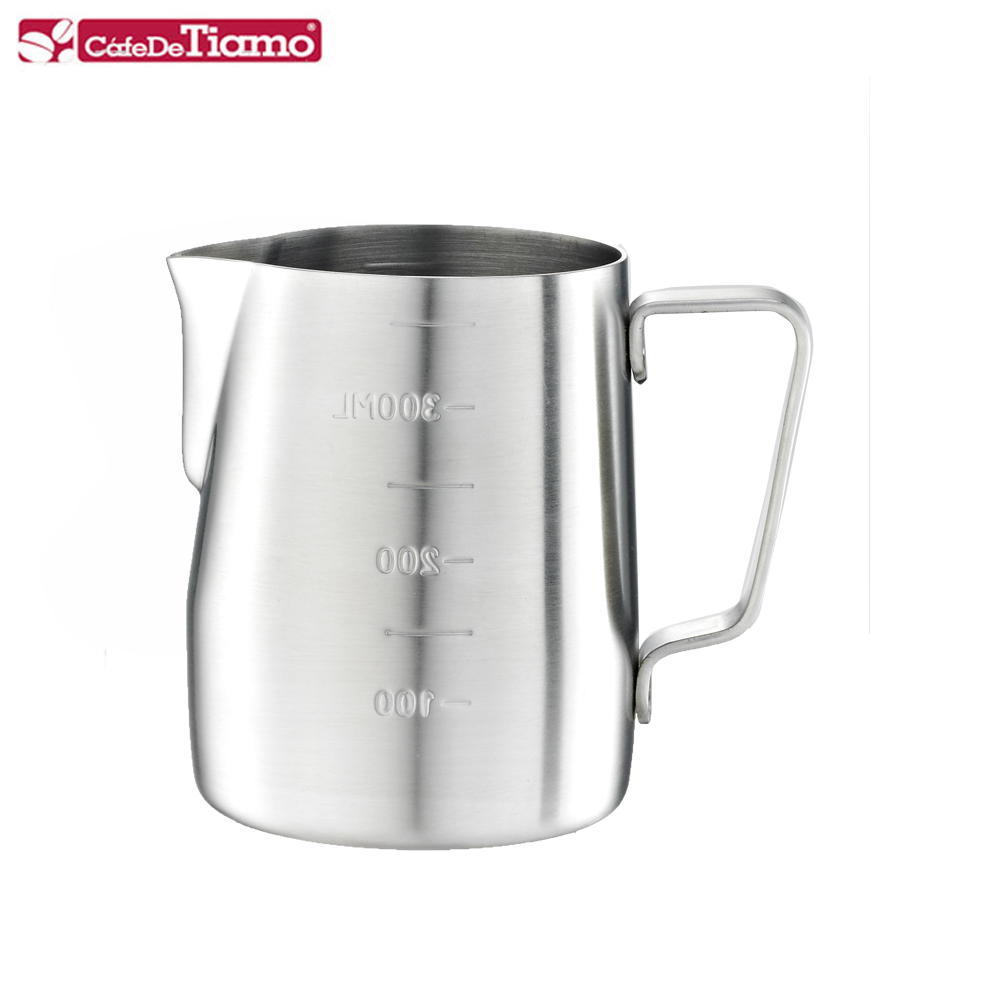 Tiamo 專業內外刻度不鏽鋼拉花杯360cc-砂光款(HC7083)