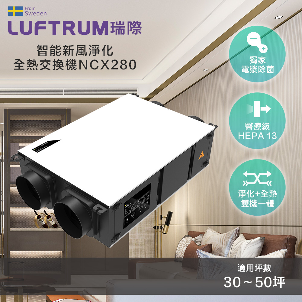 瑞典LUFTRUM 智能新風淨化全熱交換機NCX280
