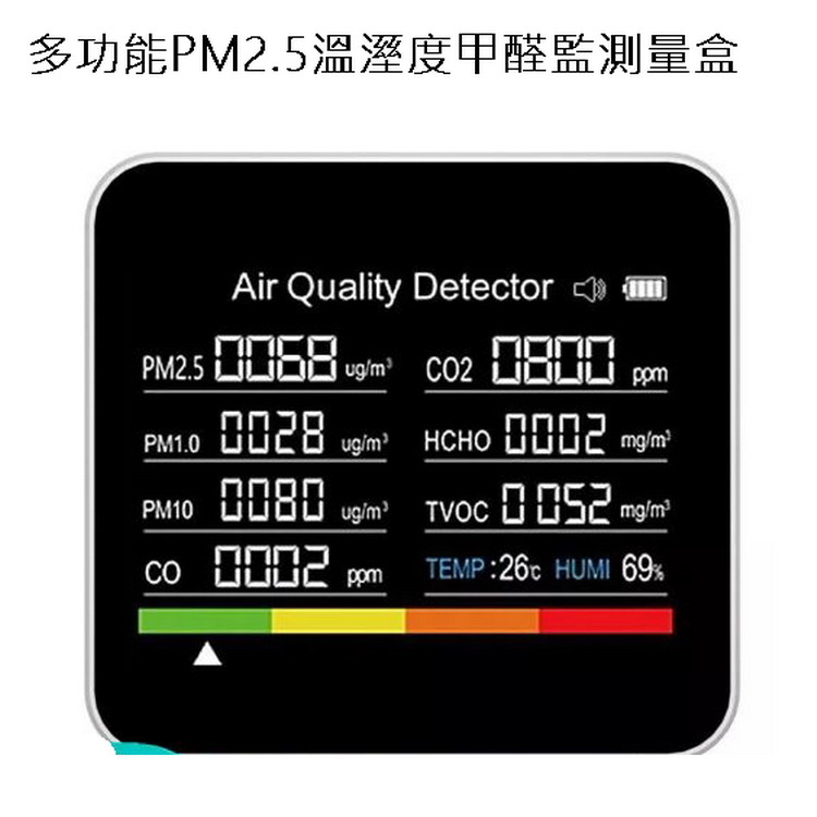 多功能PM2.5溫溼度甲醛監測量盒