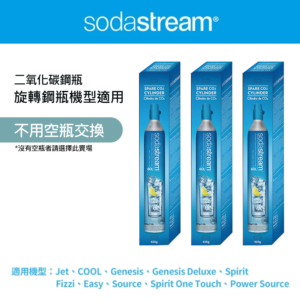 (超值大包組) Sodastream二氧化碳盒裝鋼瓶3入組 425g