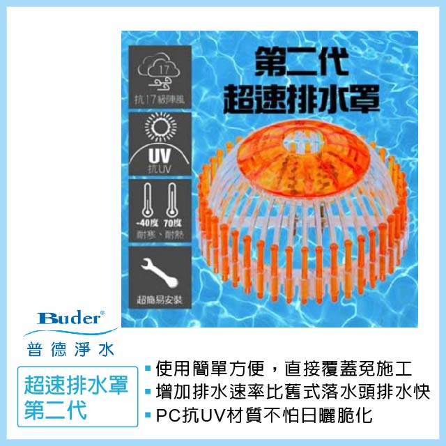 【普德Buder】超速排水罩 第二代 新型專利(直接覆蓋免施工 PC抗UV材質)