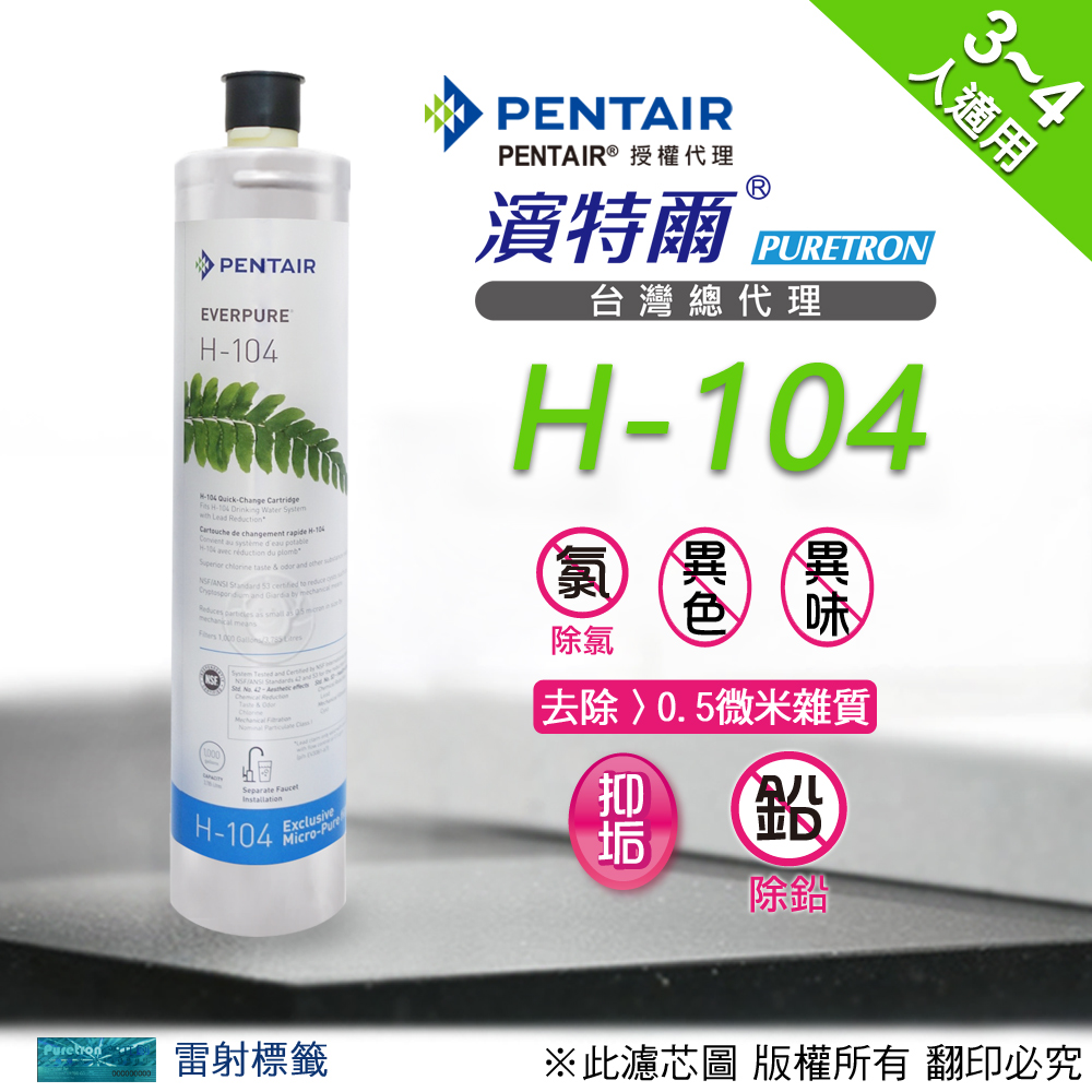 【Pentair濱特爾公司貨】Everpure H104 濾心