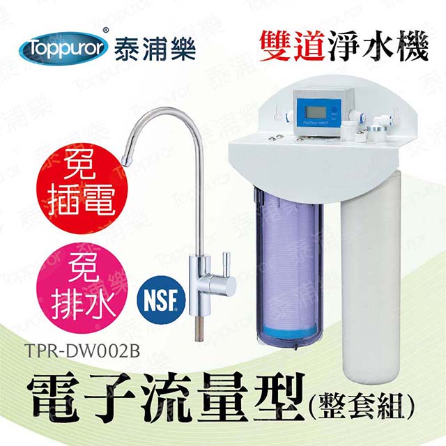 【泰浦樂 Toppuror】電子流量型雙道淨水機(整套組)TPR-DW002B