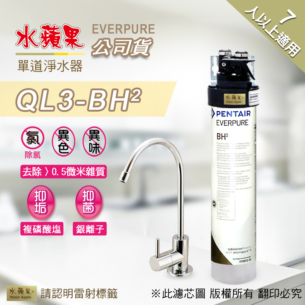 【水蘋果公司貨】EVERPURE QL3-BH2 單道淨水器