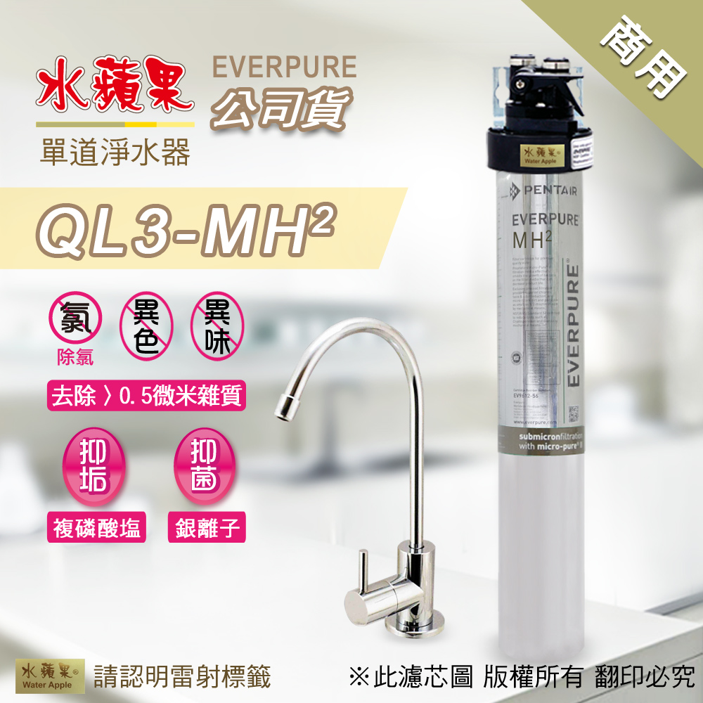 【水蘋果公司貨】EVERPURE QL3-MH2 單道淨水器