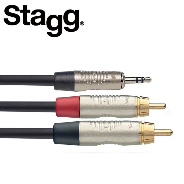 STAGG NYC3MPS2CMR 3M Y型音源線立體聲公頭 對 雙RCA公頭