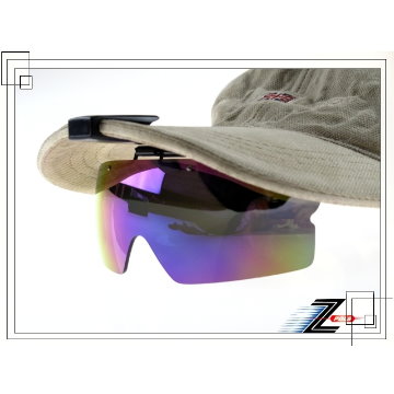 【Z-POLS獨家新款夾帽式可掀蓋PC七彩款】三段節點可調整，適用各種帽體頂級防爆抗UV4太陽眼鏡