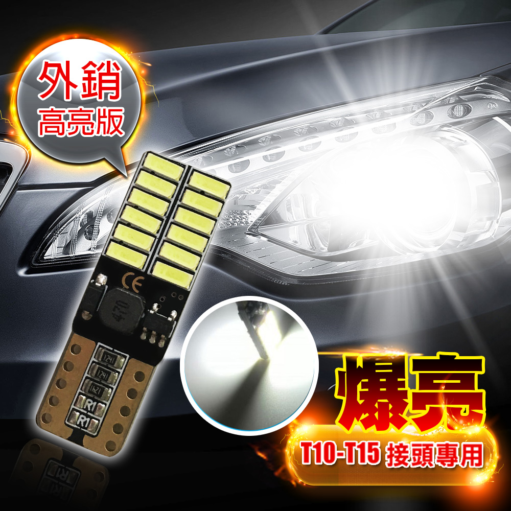 車的LED系列 4014高亮版 24SMD 超白光 T10 款 (兩入組)