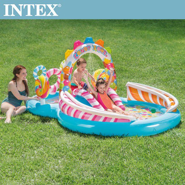INTEX 糖果屋戲水游泳池滑水道295x191x130cm(57149)