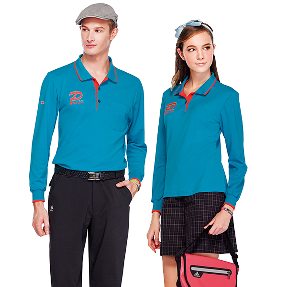 【Londa Polo】吸濕排汗中性版長袖POLO衫(P59662)(P77662)土耳其藍