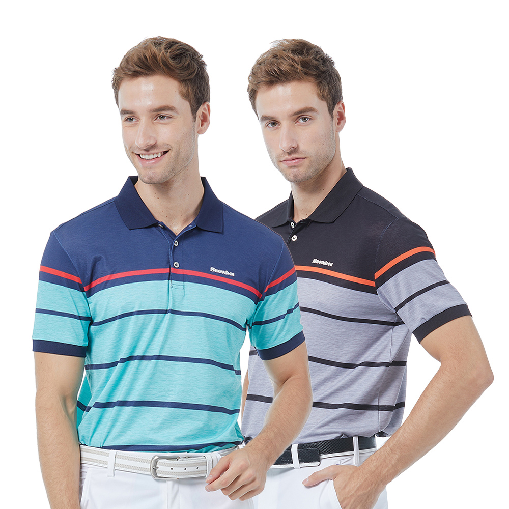 Snowbee Golf 蛀蟲布條紋短袖Polo衫