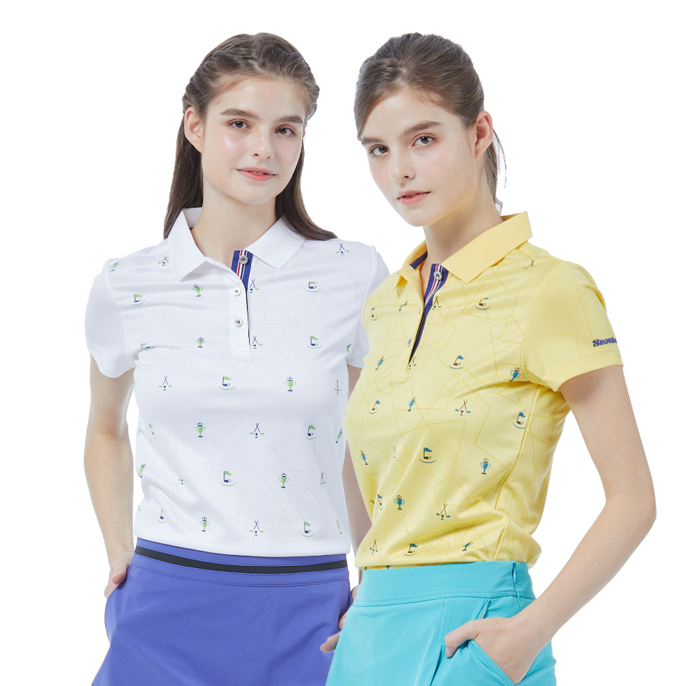 Snowbee Golf 女士線形紋提花短袖Polo衫