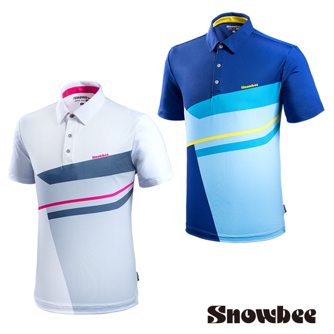 Snowbee Golf 男士塊狀幾何短袖Polo衫