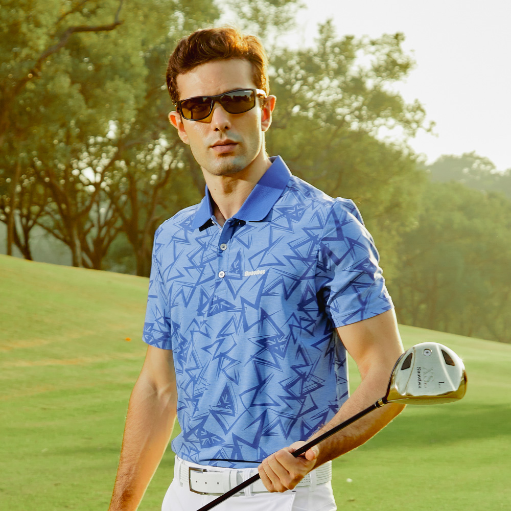 Snowbee Golf 男士Melange線形短袖Polo衫