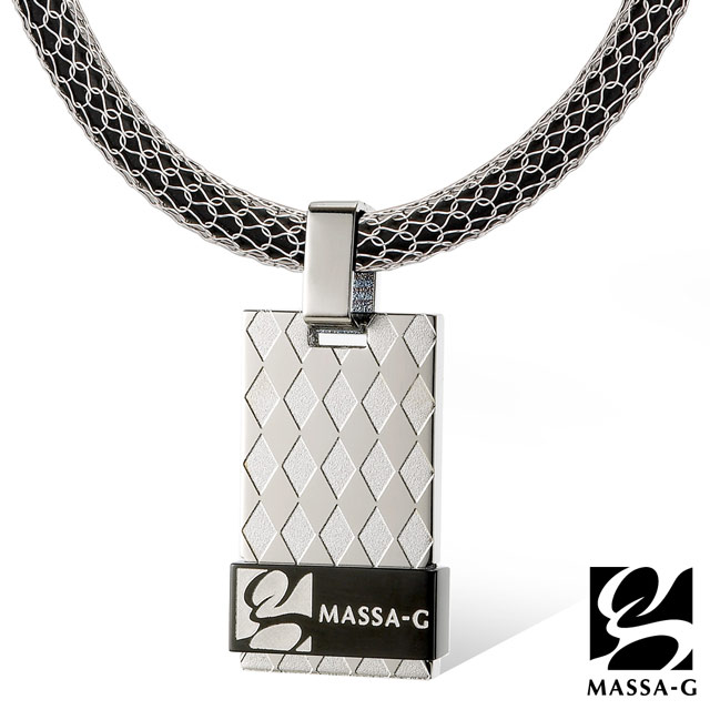 MASSA-G 黑色菱格純鈦墬搭配 X1 4mm超合金鍺鈦項鍊