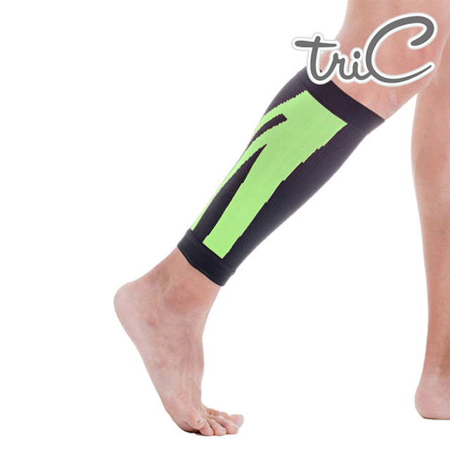 【Tric】台灣製造 專業運動防護用具-小腿護套 螢光綠色(1雙)