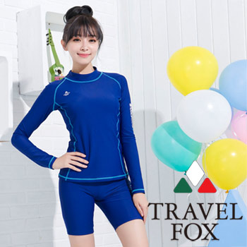 【夏之戀TRAVEL FOX】沁藍長袖衝浪兩件式裝(C15718)
