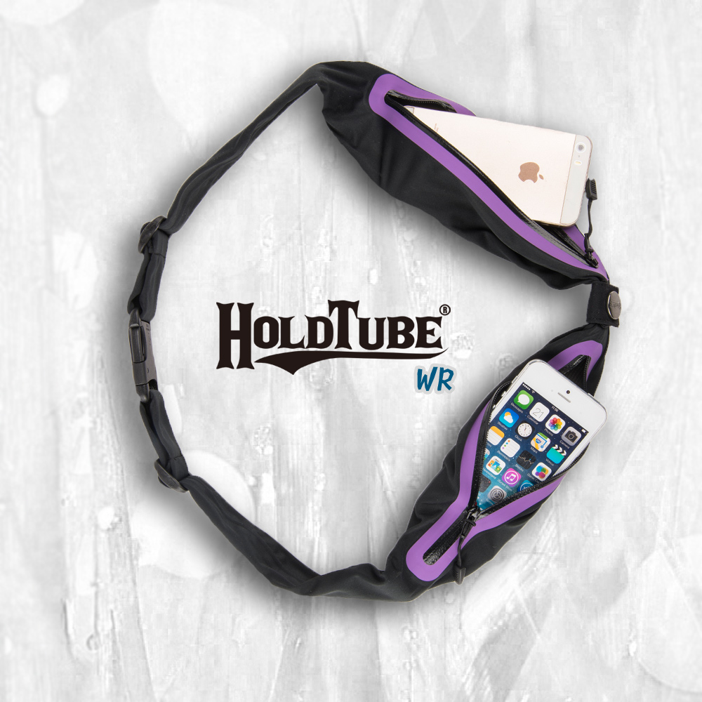 【HOLDTUBE】運動腰帶-防潑水雙口袋-黑紫
