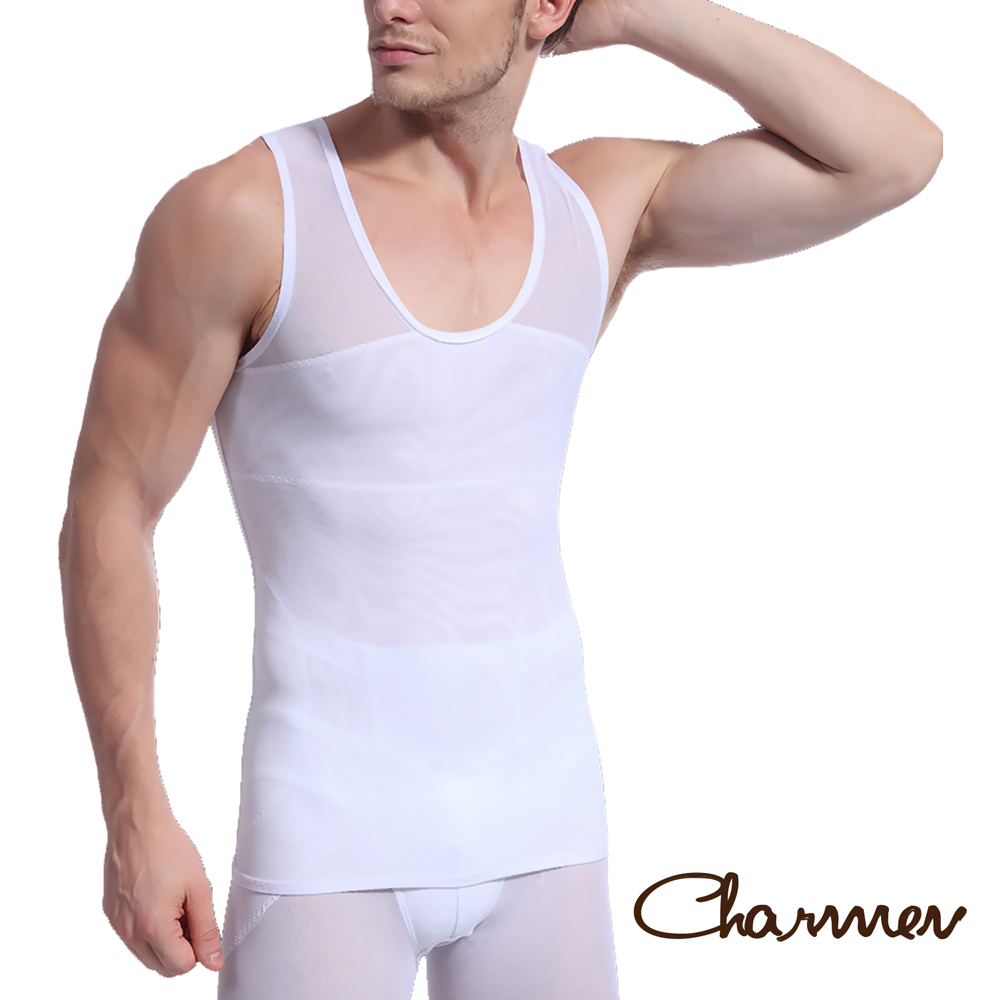 Charmen高機能強塑腰腹版背心 男性塑身衣 白色