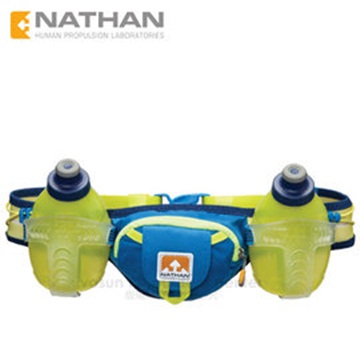 美國 NATHAN Trail Mix 雙專業水壺腰包-300ml_NA4625NU 藍/黃