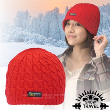 台灣製造【SNOW TRAVEL】3M Thinsulate 頂級素面麻花彈性保暖羊毛帽_AR-18 大紅