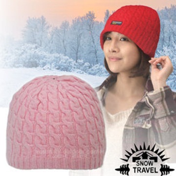台灣製造【SNOW TRAVEL】3M Thinsulate 頂級素面麻花彈性保暖羊毛帽_AR-18 粉紅