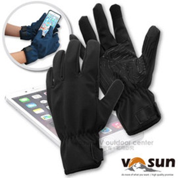 【VOSUN】暢銷款 WindStopper 防風透氣彈性保暖觸控手套_AR-71R 智能黑