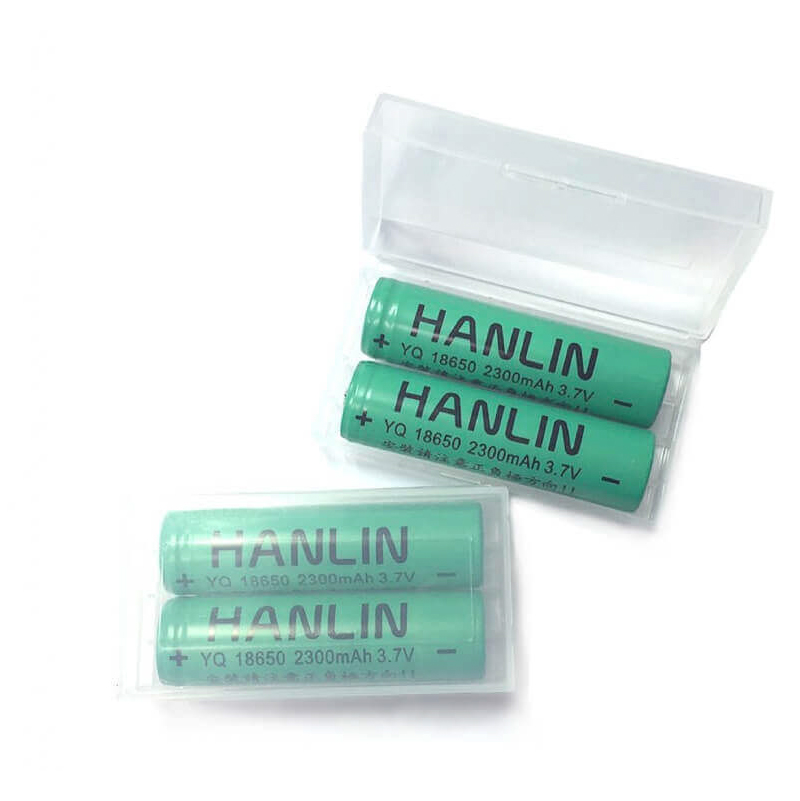 HANLIN-18650尖頭充電電池4顆 2300MAH 高效能絕對足量~通過BSMI認證 +贈專用防潮盒*2