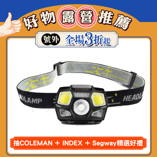 GREENON 防水強光感應式頭燈 (超輕量 揮手開關 五段照明 USB充電)