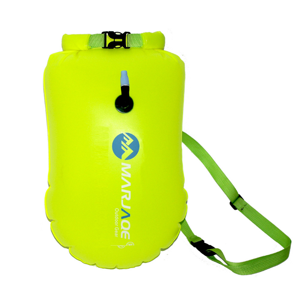 PUSH!戶外用品可充氣漂流袋跟屁救生包救援游泳包防水桶包20L P132熒光綠