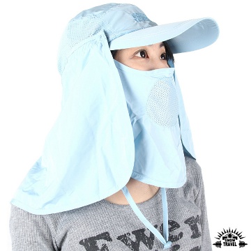 SNOWTRAVEL 抗UV遮陽休閒帽(臉/肩頸部防曬設計)(水藍 )(850)