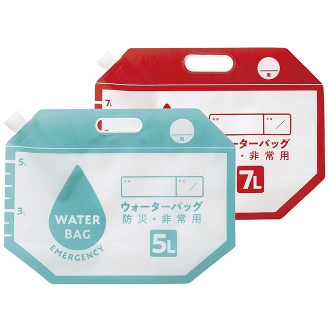 日本COGIT緊急難儲水袋907340防災手提水袋(2入即5L、7L各一且可摺疊)