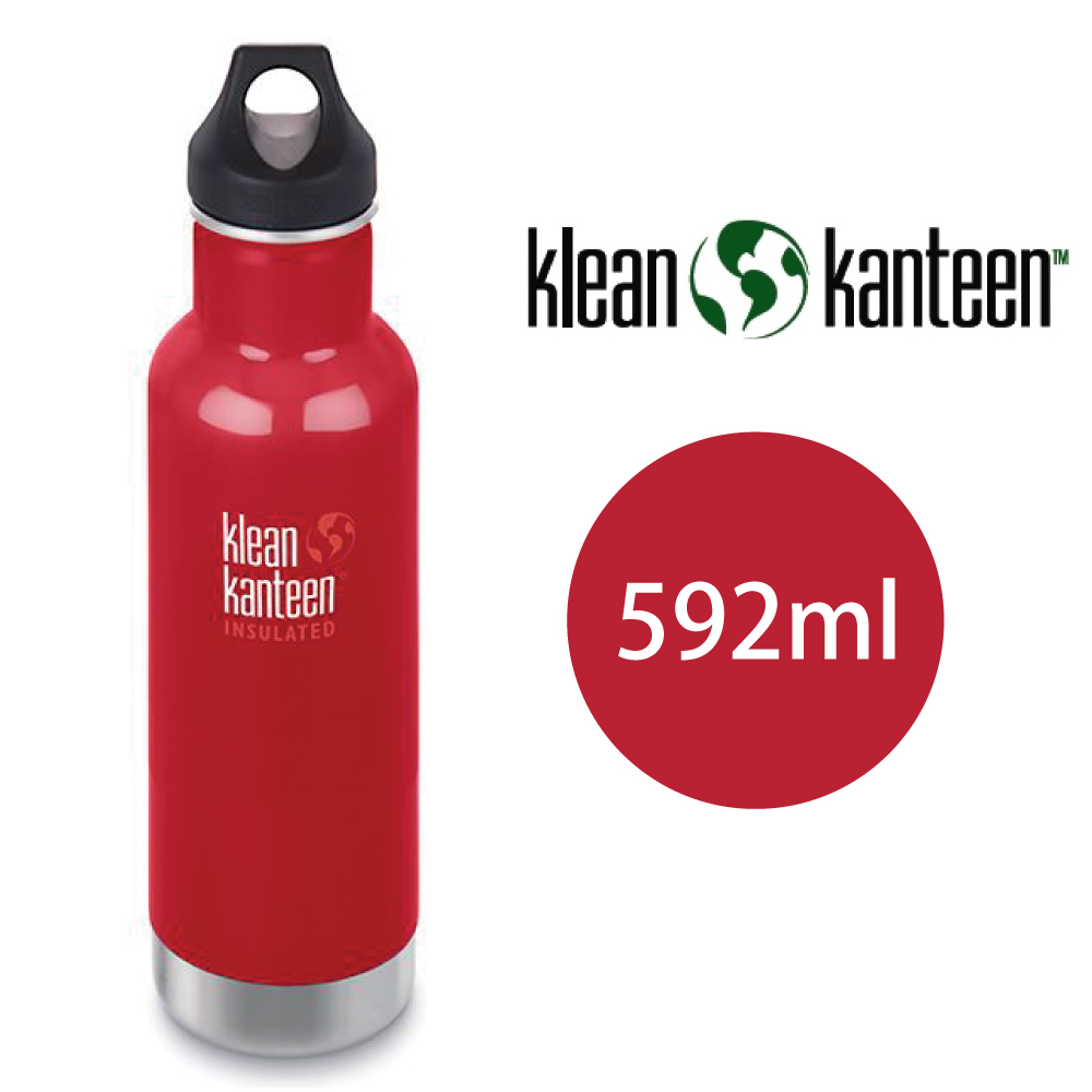 【美國Klean Kanteen】窄口不鏽鋼保溫瓶-592ml-寶石紅