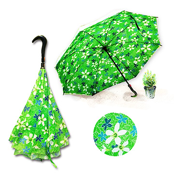 好雅也欣-雙層傘布散熱專利反向傘-浪漫台三線-桐花系列（ 綠花
